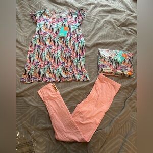 Posh Peanut peplum top and leggings size 10
